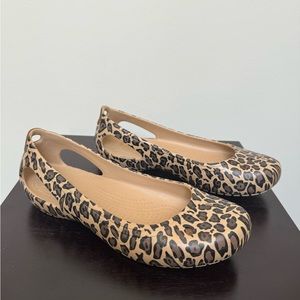 Crocs Kadee Mary Jane Style Flat in Animal / Leopard Print - Women Size 8 W